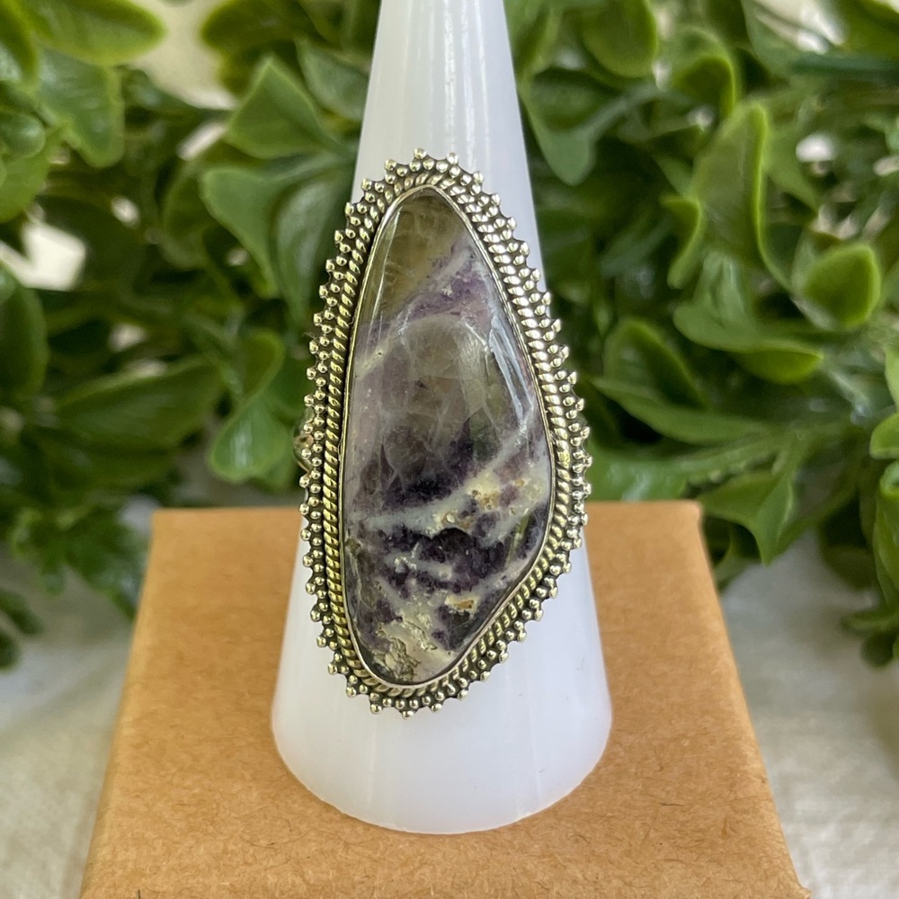Genuine Fluorite Ring, Sterling Silver, Size 9